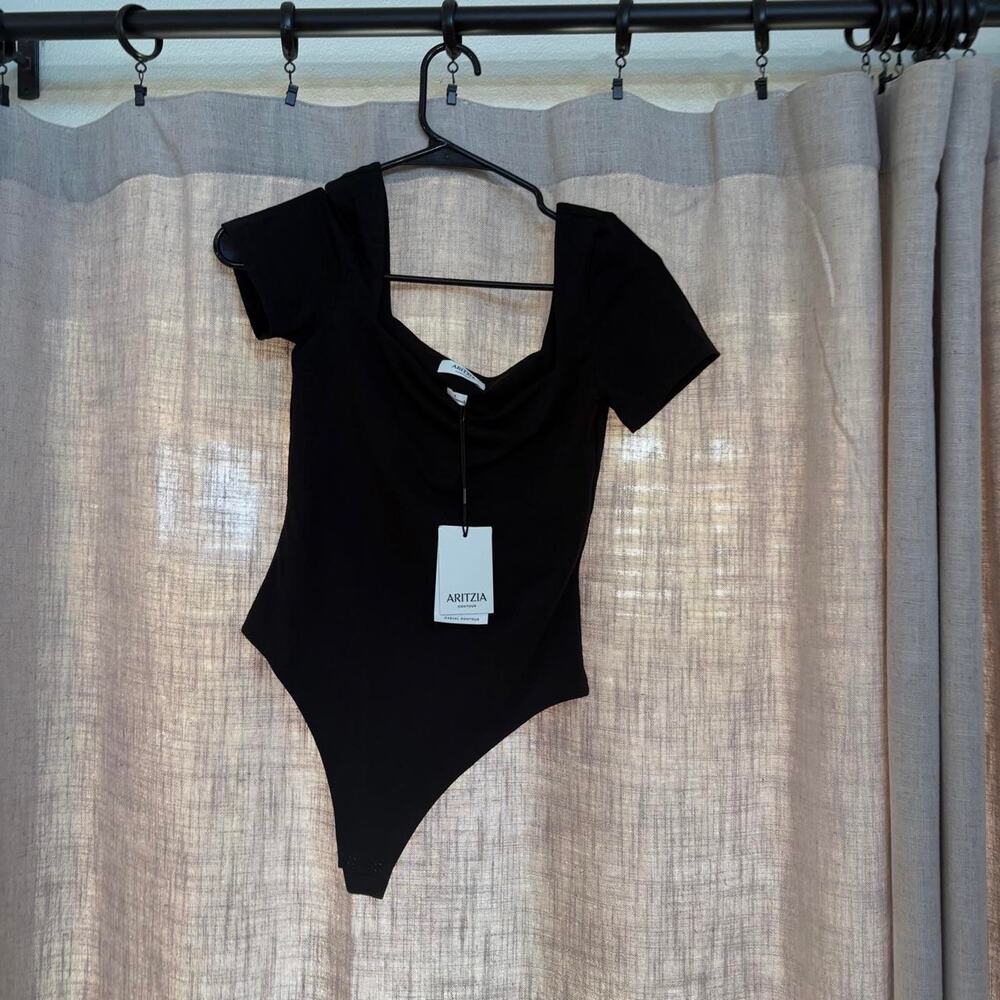 Aritzia black bodysuit with cowl